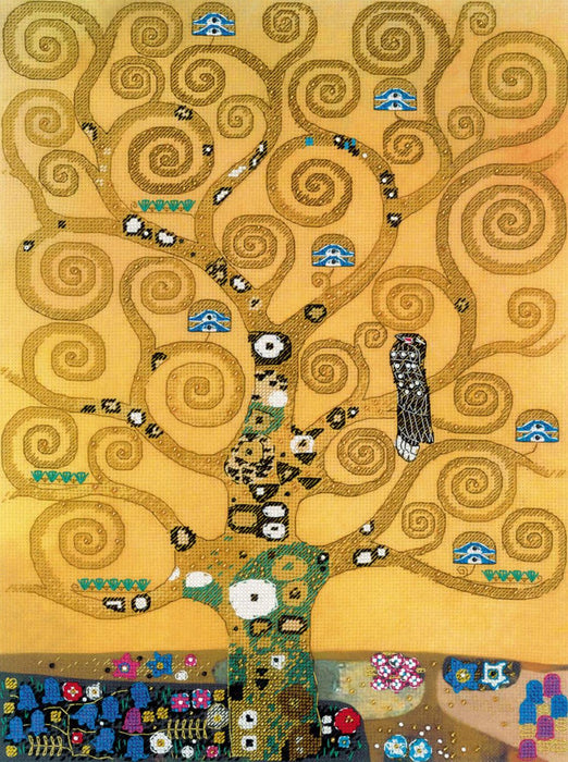 רקמה על בד גבינה - The Tree of Life after G. Klimt's Painting