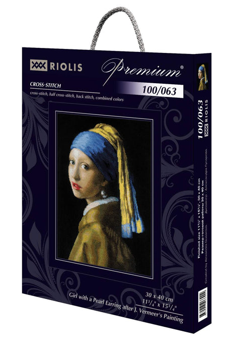 רקמה על בד גבינה - Girl with a Pearl Earring after J. Vermeer's Painting (ערכת פרימיום)