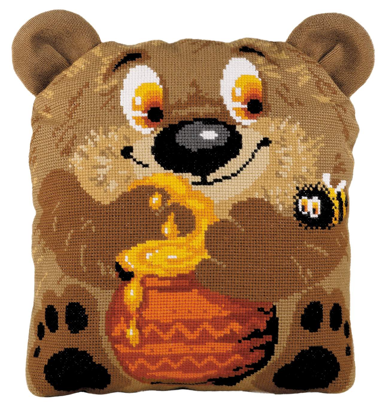 רקמה על בד גבינה - Teddy Bear Cushion