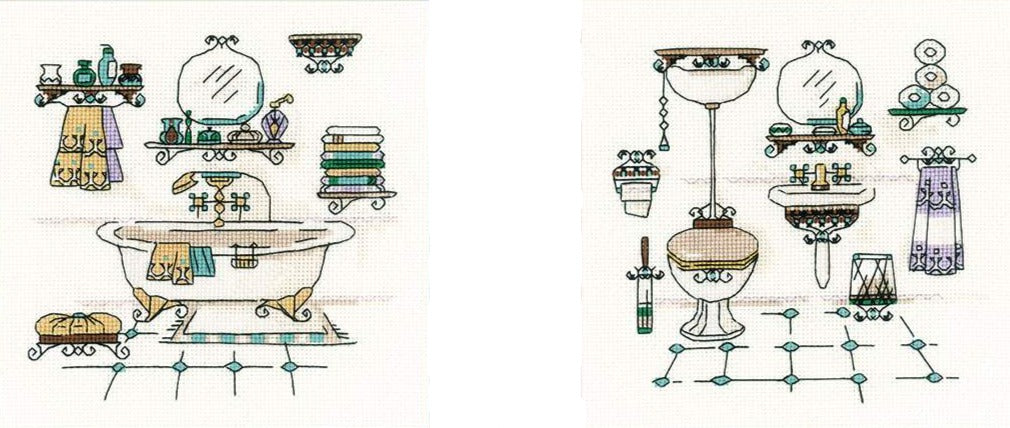 רקמה על בד גבינה - Bathroom Interior (2 יח)