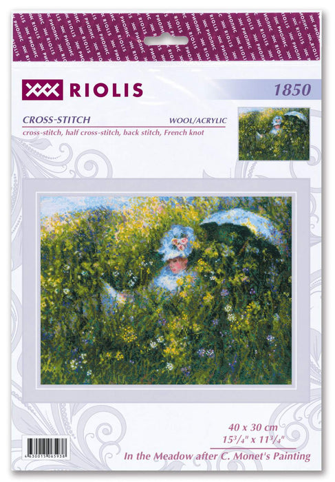 רקמה על בד גבינה - In the Meadow after C. Monet's Painting