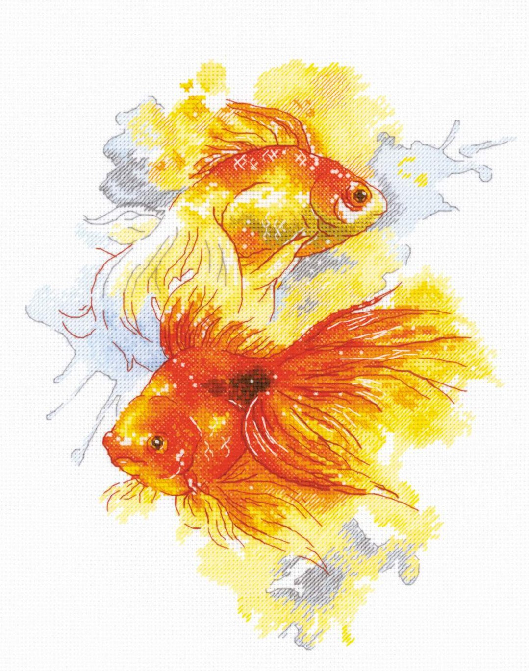 רקמה על בד גבינה - Goldfishes