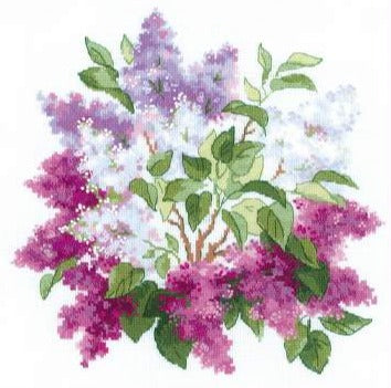 רקמה על בד גבינה - Lilac Blossoms