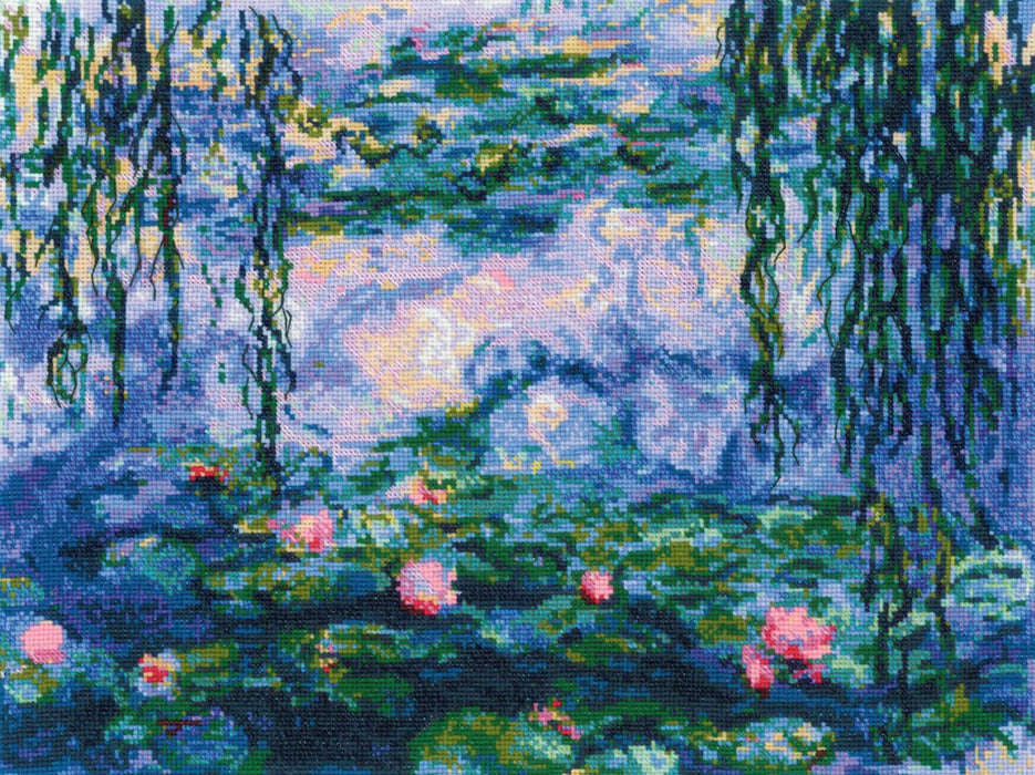 רקמה על בד גבינה - Water Lilies after C. Monet's Painting