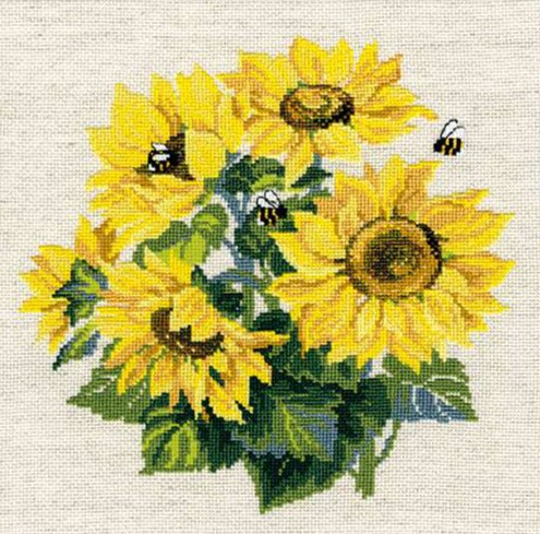 רקמה על בד גבינה - Sunflowers