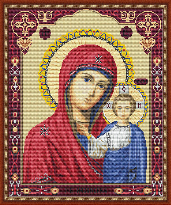 רקמה על בד גבינה - Icon of Kazan Mother of God