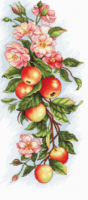 רקמה על בד גבינה - Composition with apples