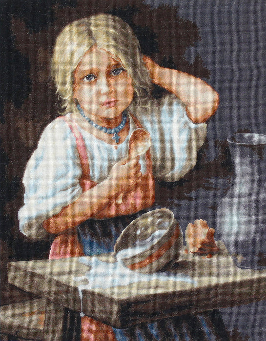 רקמה על בד גבינה - Peasant Girl
