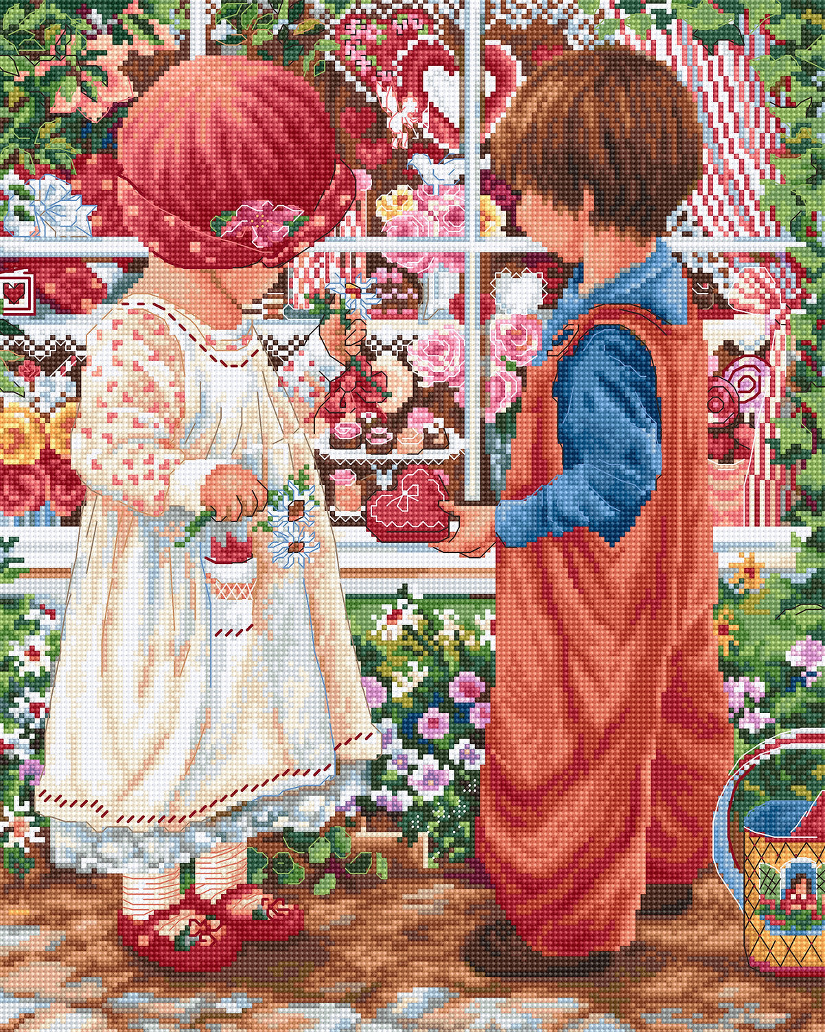 רקמה על בד גבינה - Valentines Treasure