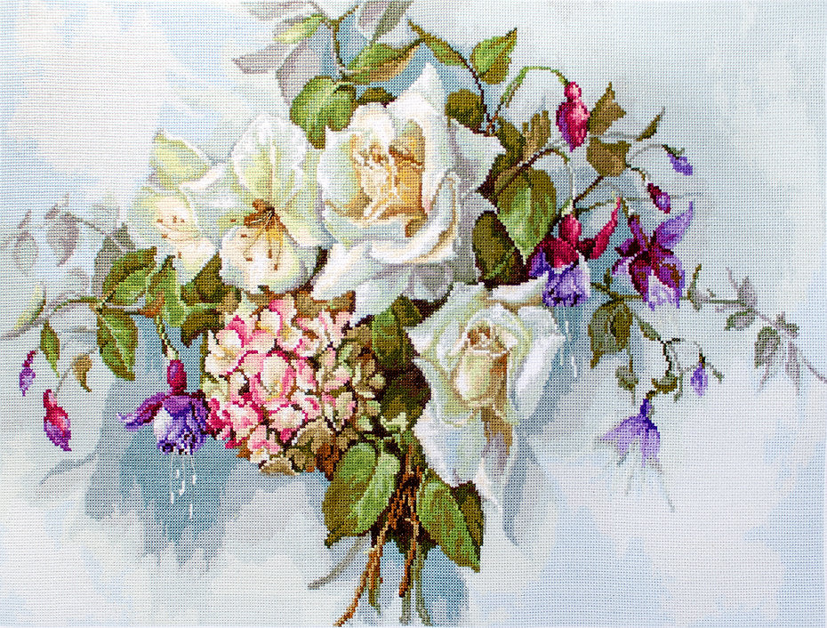 רקמה על בד גבינה - Bouquet with Roses