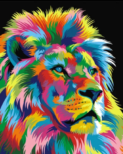 צביעה לפי מספרים - אריה צבעוני (ערכת פרימיום)