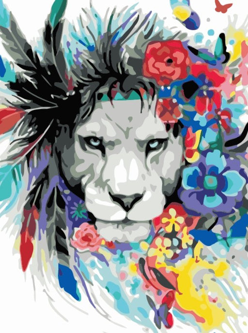 צביעה לפי מספרים - אריה מלך הפרחים