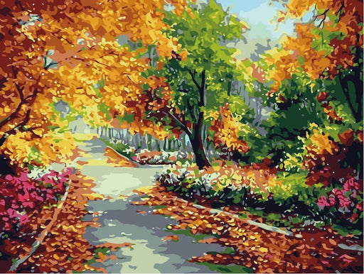 צביעה לפי מספרים - גן בסתיו