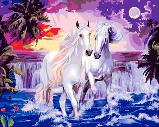 צביעה לפי מספרים - סוסים באור ירח