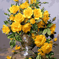 צביעה לפי מספרים - ורדים צהובים באגרטל, אלברט ויליאמס (ערכת פרימיום)