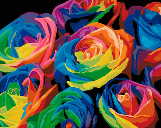 צביעה לפי מספרים - ורדים ססגוניים