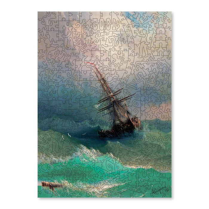 פאזל בצורות מיוחדות - A ship in the midst of a stormy sea