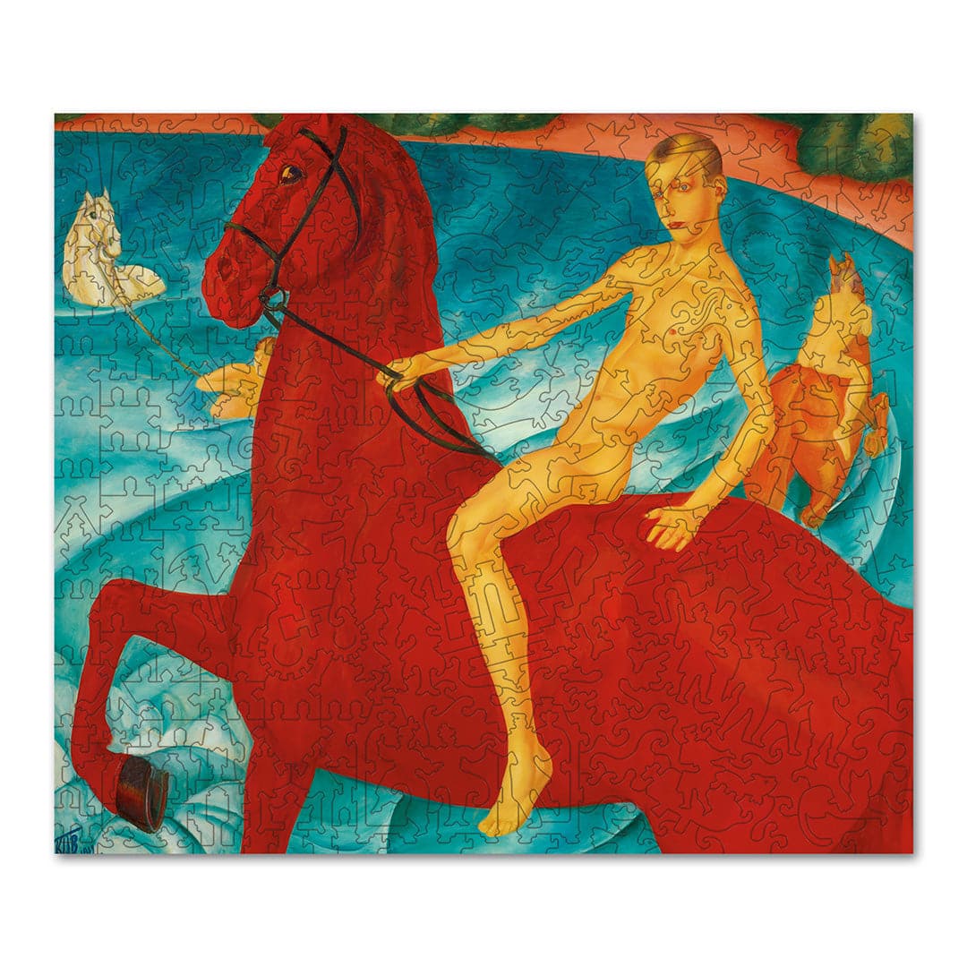 פאזל בצורות מיוחדות - Bathing a red horse