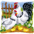 הכנת תמונת צמר או כרית - משפחת תרנגולות בחווה