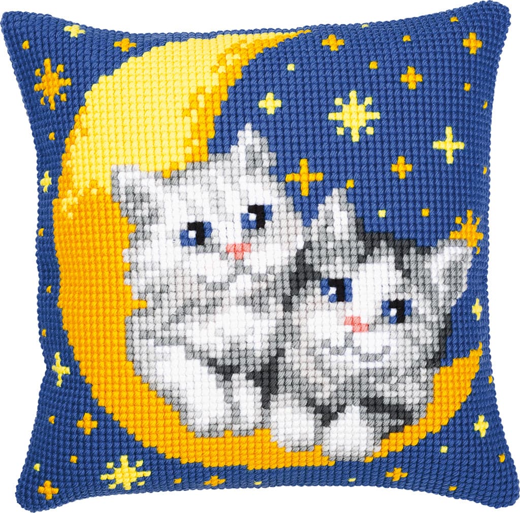 הכנת תמונת צמר או כרית - חתולים על הירח