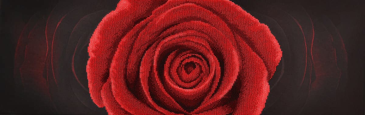 רקמת חרוזים - ורד אדום