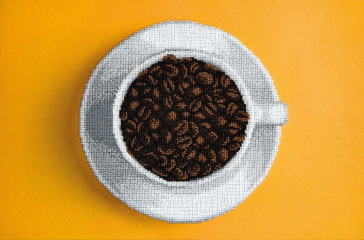 רקמת חרוזים - כוס קפה